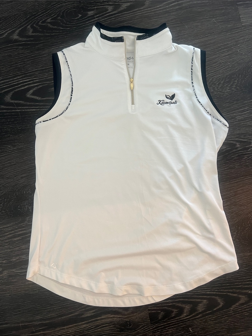 Ka’anapali Maui Tailgate Sleeveless Polo Top - White with Black Trim